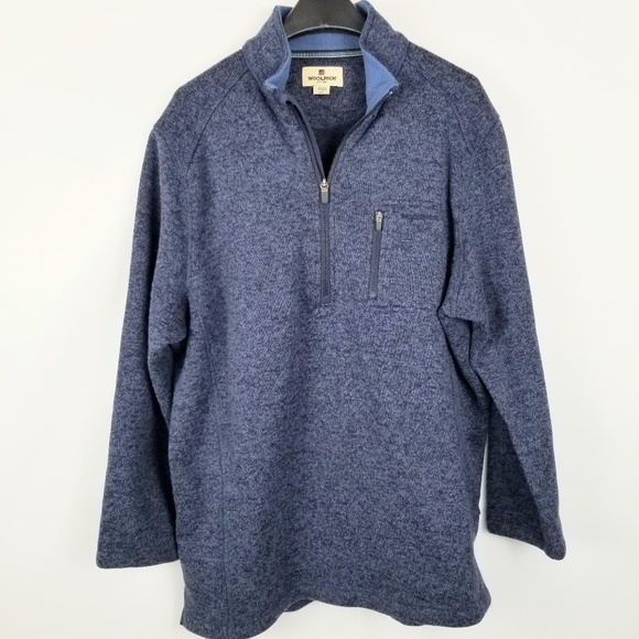 WOOLRICH- Women's L Original Outdoor Wear Quarter Zip Fleece Blue Jacket - Picture 1 of 6